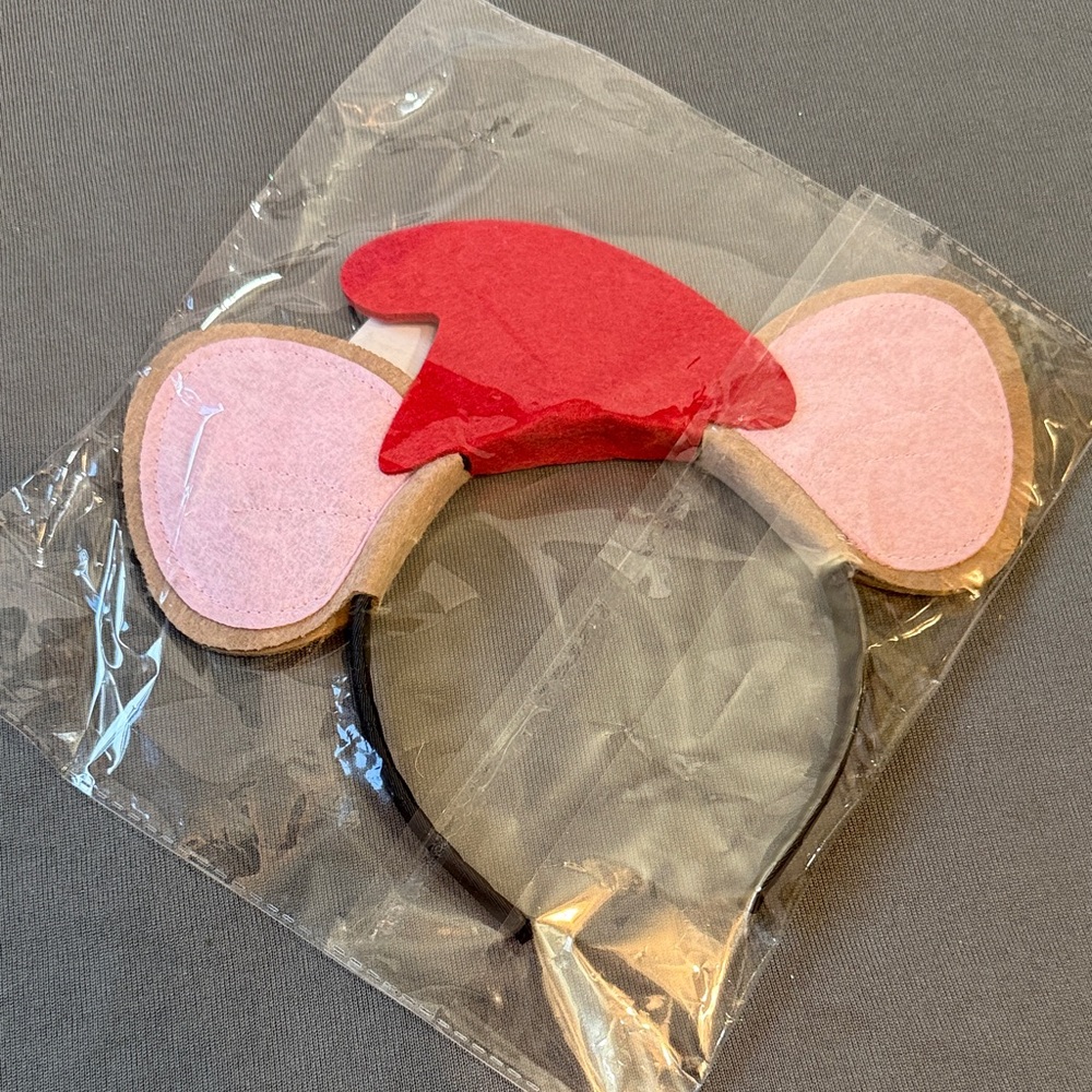 Amazon Red and Tan Felt Mouse Ear Headband